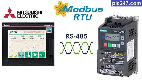 Mitsubishi HMI "Modbus RTU" Siemens V20 Tutorial