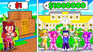 $1 vs $1,000,000 MANSION With My CRAZY FAN GIRLS! (Minecraft)