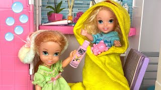 Elsa and Anna Toddlers After School Routine - Homework - Family Fun Time -  Barbie Dolls Stories