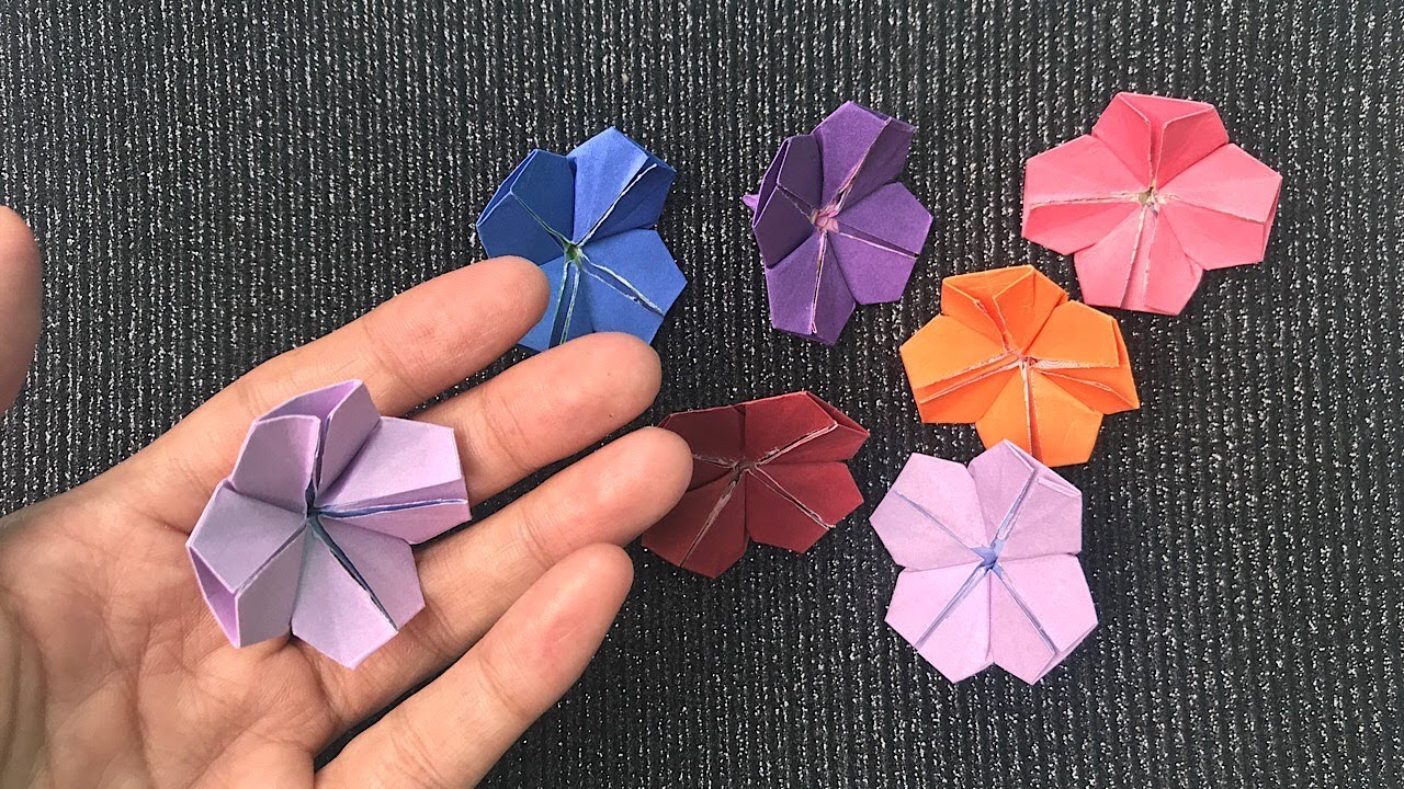 Kleine Blumen basteln mit Papier: Deko selber machen - Bastelideen - Origami  Kirschblüte - YouTube
