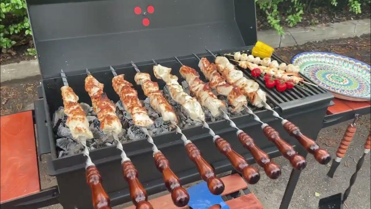 Гриль-мангал "Добрыня", 5мм, с крышкой BBQ и решеткой-гриль - YouTube