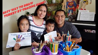 Easy Way to Draw Turkey Using Hand Tracing