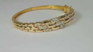 1.0ct Gleaming Diamond & Gold Bangle Bracelet 14k Yellow Gold