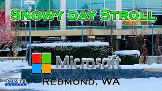 Microsoft Campus - Snowy Day Stroll - Redmond, WA | Relaxing Drives