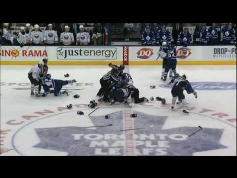 Buffalo Sabres vs Toronto Maple Leafs LINE BRAWL FIGHT (9/22/2013) HD + Bernier vs Miller!