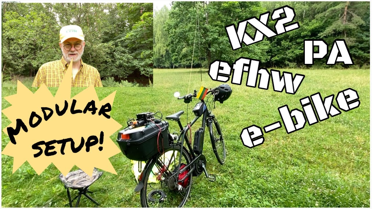 Elecraft KX2, PA, ATU, EFHW in a modular set-up on an e-bike! 