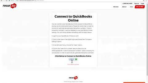 Recur360 Tutorial - QuickBooks Online Signup