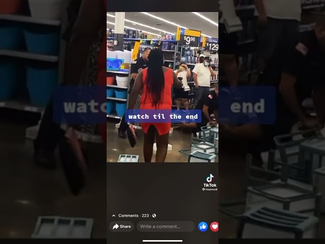 Cop punches out of control woman HARD in the face atba WalMart.