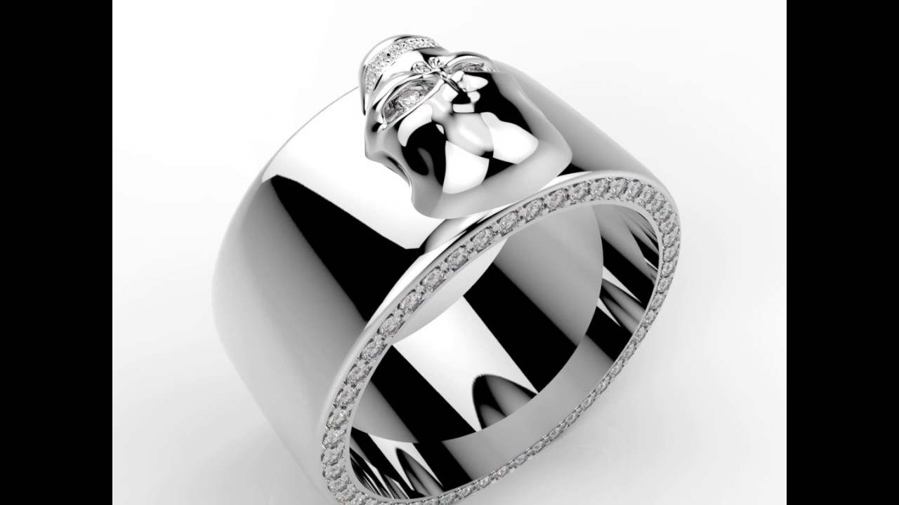 MEN'S RINGS THUNDER B&W XL, Rings White Gold 18K & Sapphire White