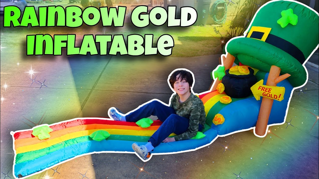 Windy St Patrick's Day  2025 Gold at the end of Rainbow Holiday Inflatable Blow Ups!
