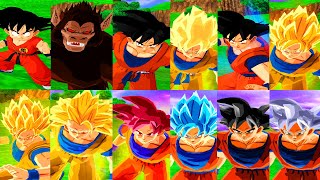 TODAS AS TRANSFORMAÇÕES DO GOKU - BASE, OOZARU SSJ, SSJ2, SSJ3, SSG, SSB, SSBE KAIOKEN, UI E MUI !