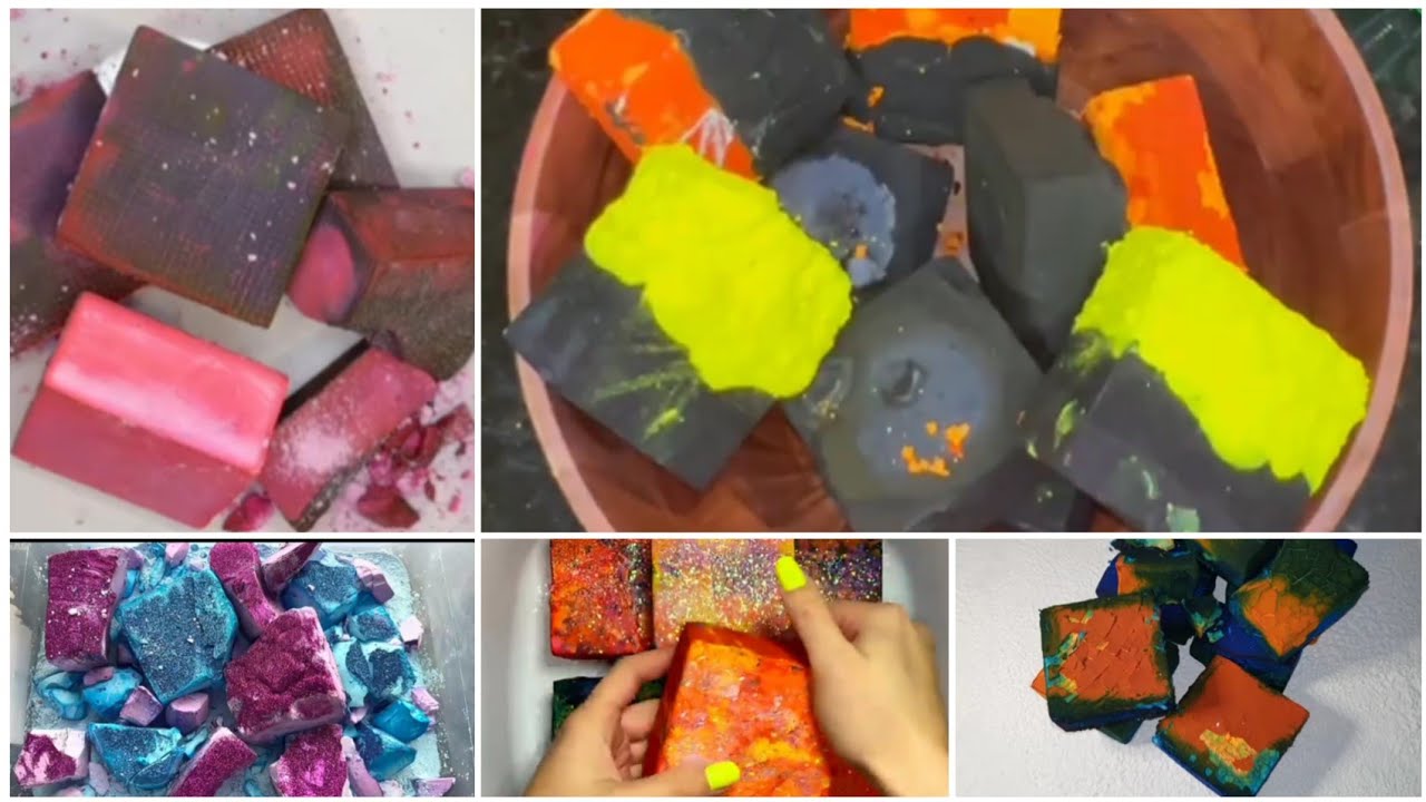 Vibrant dyed gym chalk edit | soft crunchy gym chalk asmr | dyed gym ...