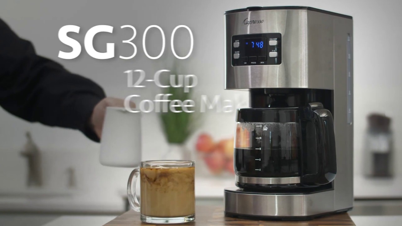 SG300 12-Cup Stainless Steel Coffee Maker with Glass Carafe