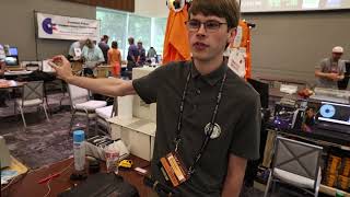 David shows off his IBM PC-RT setup, connected to a plotter at VCFSW 2025