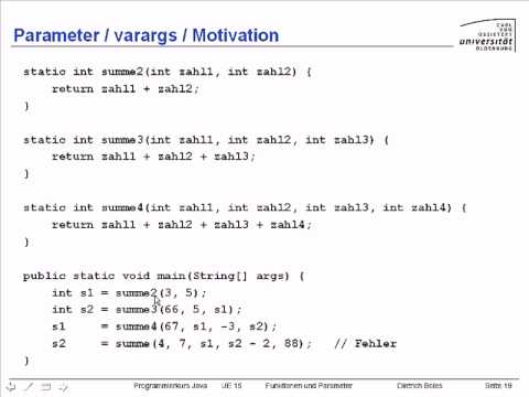UE15-Funktionen und Parameter [-21-varargs-Motivation]