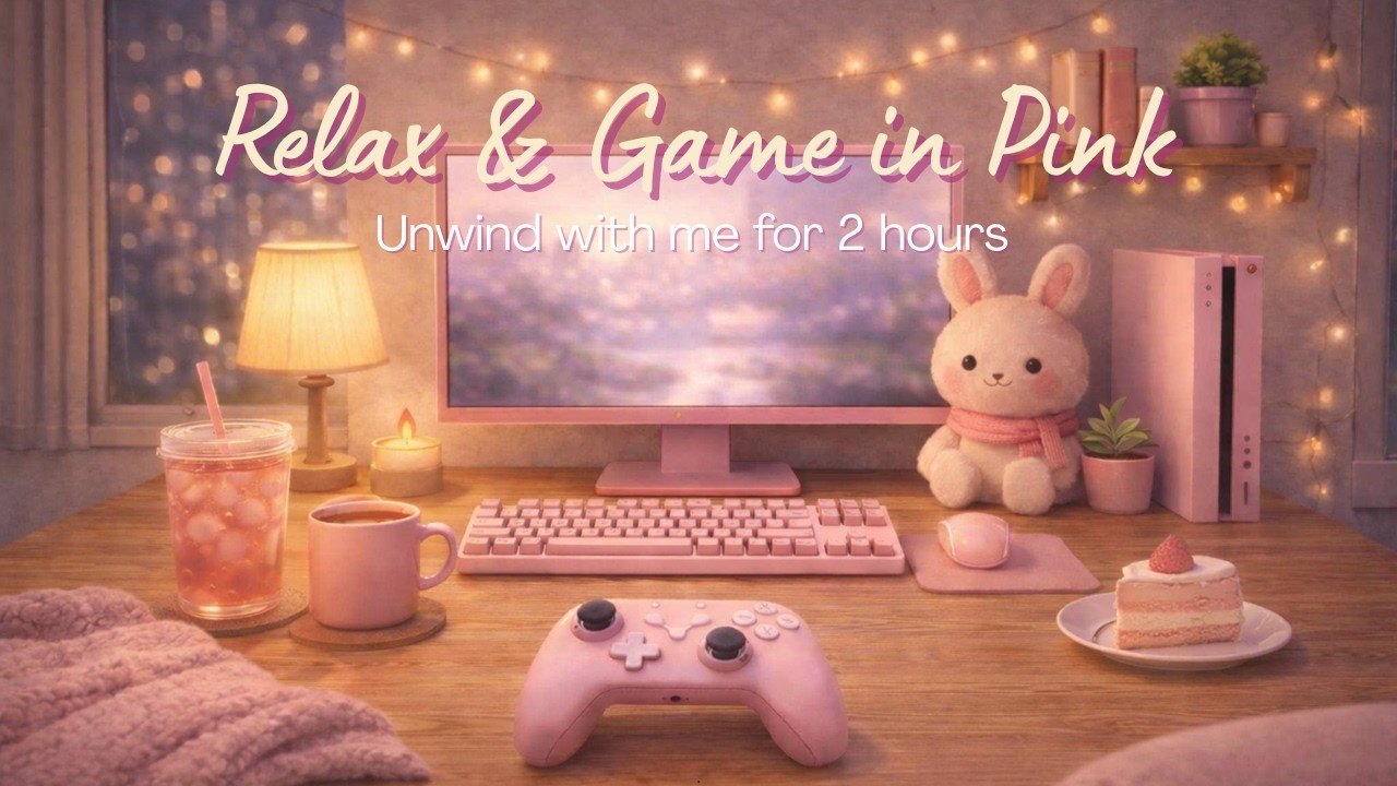 Cozy Pink Gaming POV 🌸| Relax & Enjoy Your Cozy Hobbies (Rainy Night) #RelaxAndChill #PinkAesthetic
