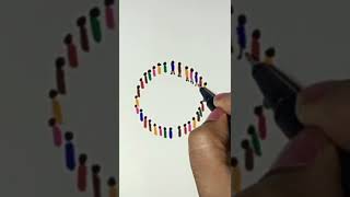 How to draw crowd in circle #learning art #satisfying art #shorts