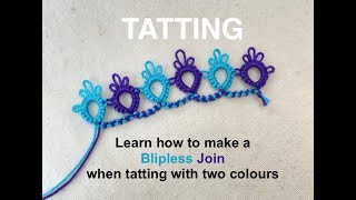 Tatting - The Blipless Join in a Very Simple Two-Colour Edging @11Frivole