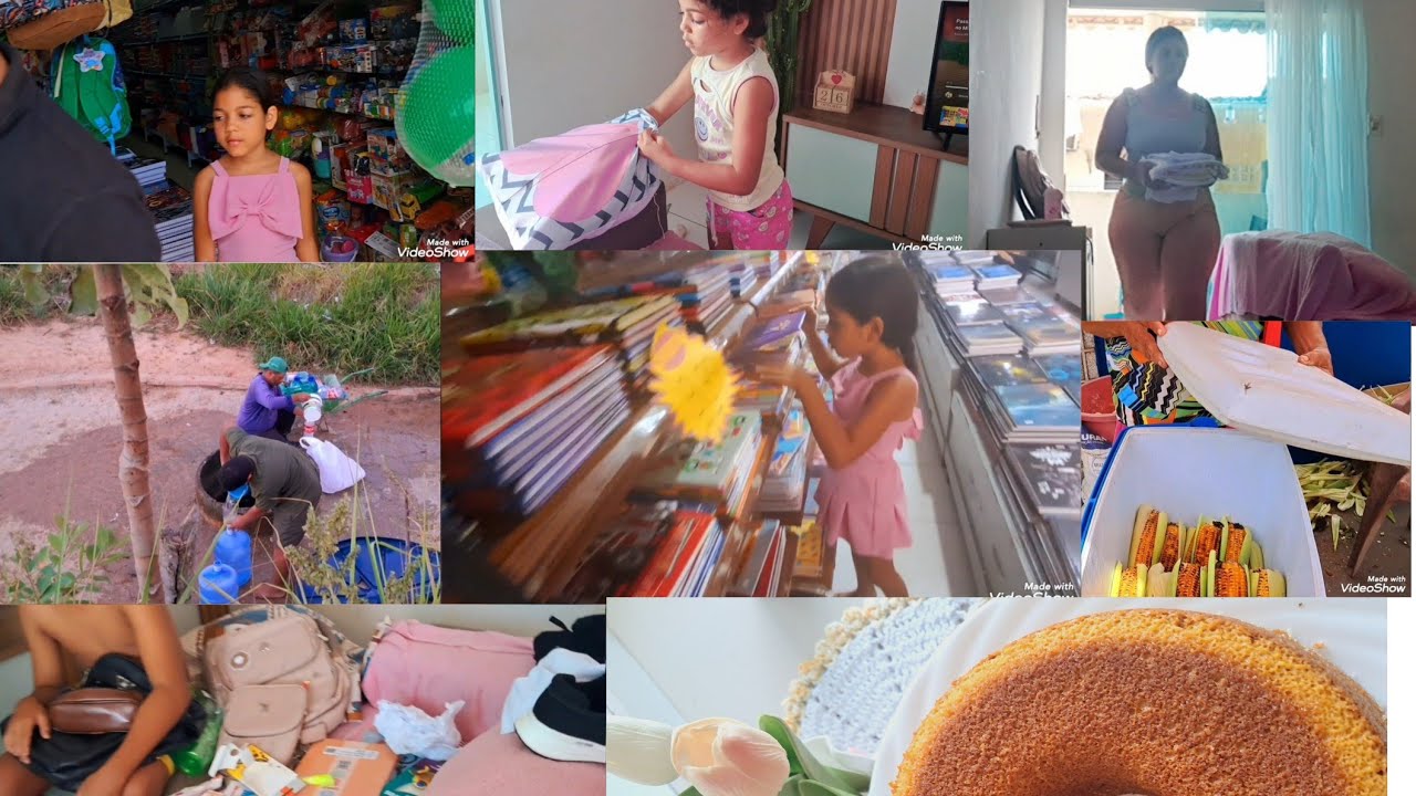 Compra do material escolar pra 3 crianças  vlog do dia