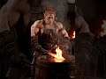 Дворф закаляет клинок в бочке с маслом