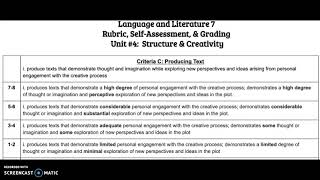 L&L7: Unit 4 Rubric, Self-Assessment, & Grading