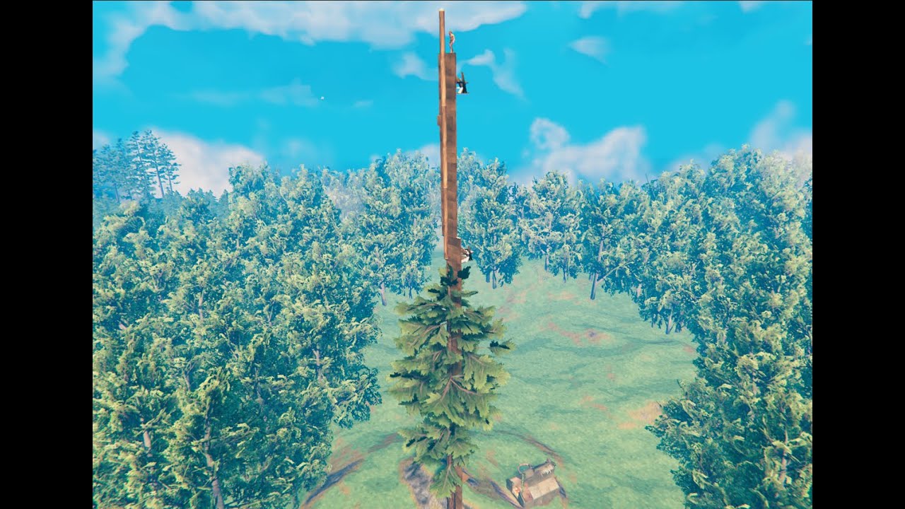 Valheim Jump Stacking up a Pine Tree