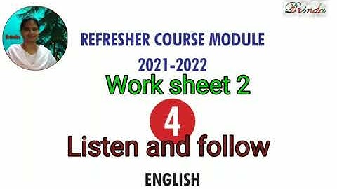 Class 4 worksheet 2 answer Refresher course Module English Listen And follow @BRINDA 