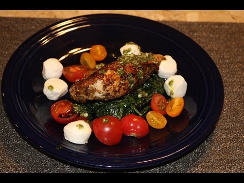 Piedmont Chicken Breast w/ Fresh Mozzarella, Pesto & Balsamic Reduction Caprese Salad