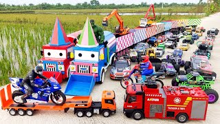 🔥Truk Tronton Panjang Muat Banyak Mainan Mobil -Mobilan! TRUK DAMKAR, Mobil Balap, Motor Balap!🏎🏍