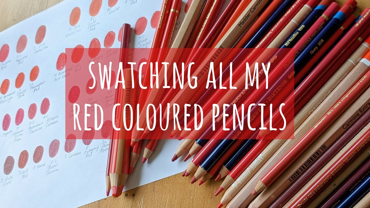Swatching All My Red Coloured Pencils: Luminance, Prismacolor, Polychromos, Megacolor, Woody