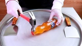 FANTA ORANGE ice cream rolls street food - ايس كريم رول فانتا برتقال