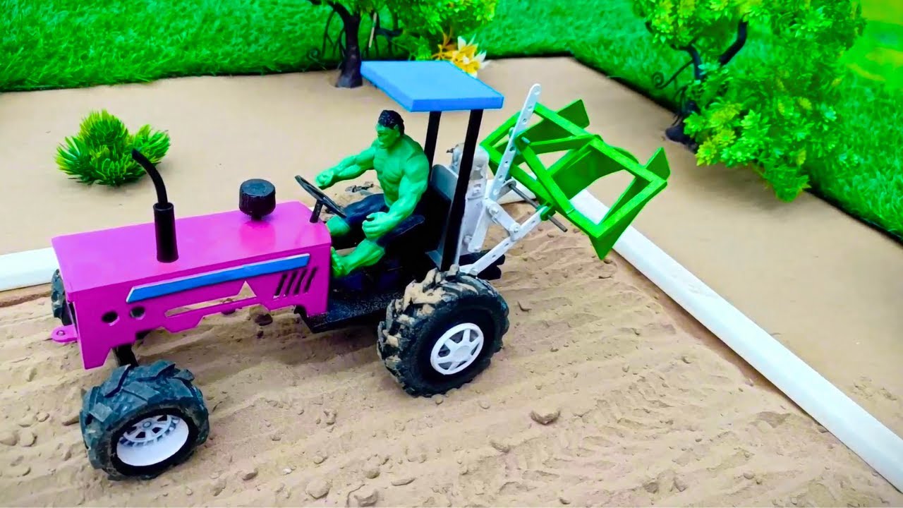 Diy tractor making mini Farm Diorama with house Cow, Barn | Water pump science project