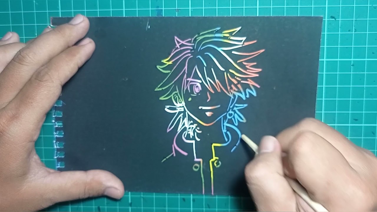 Drawing Kazutora From Tokyo Revengers in Scratch note book