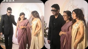 Bhushan Kumar With Mother Bad Sister Tulsi Kumar At Palak Muchhal and Mithoon Wedding Reception