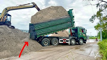 Xe tải Howo chở cát siêu khoẻ | công nông 3 khối cát máy 36 | Giant truck sand | powerful tricycle