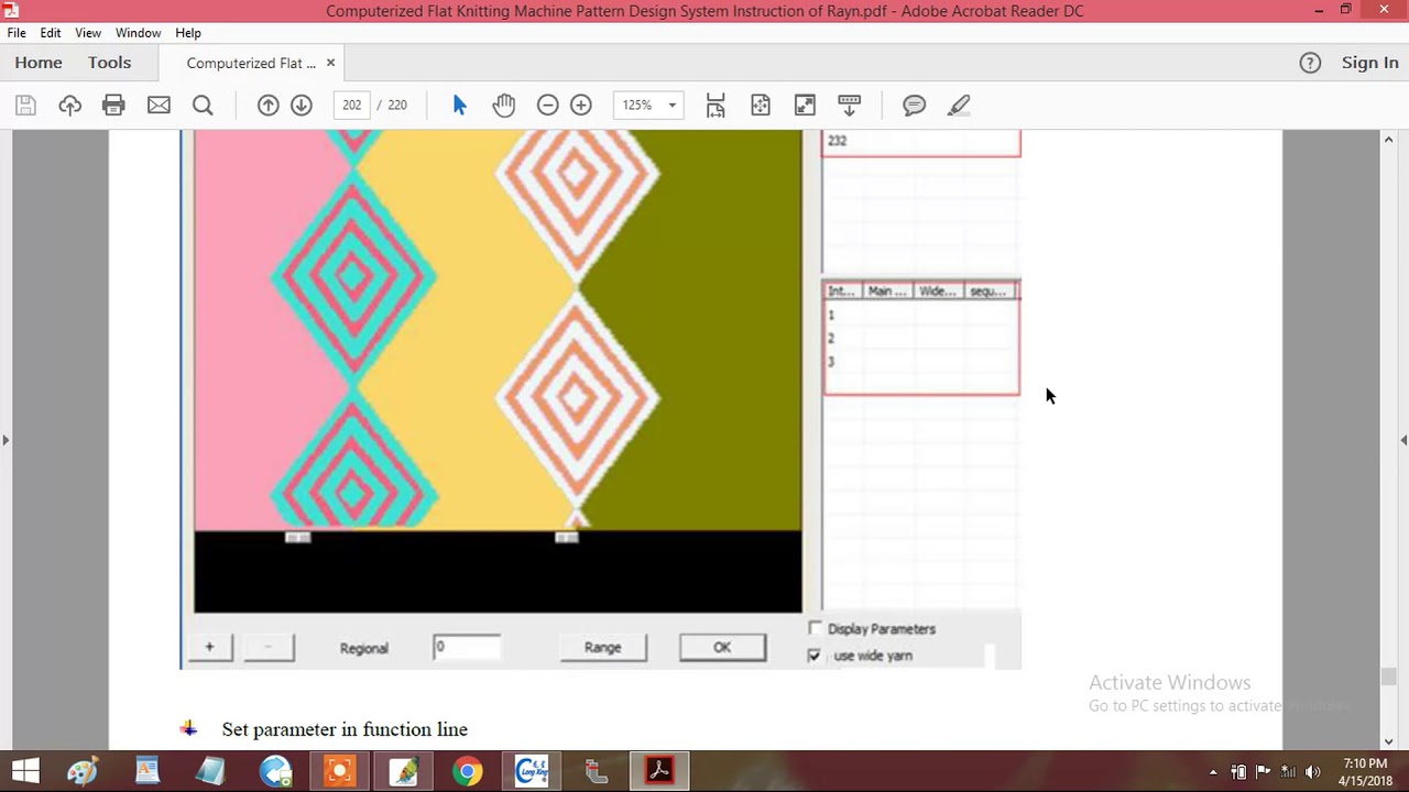 Computerized Flat Knitting Machine Pattern Design System Instruction of ...