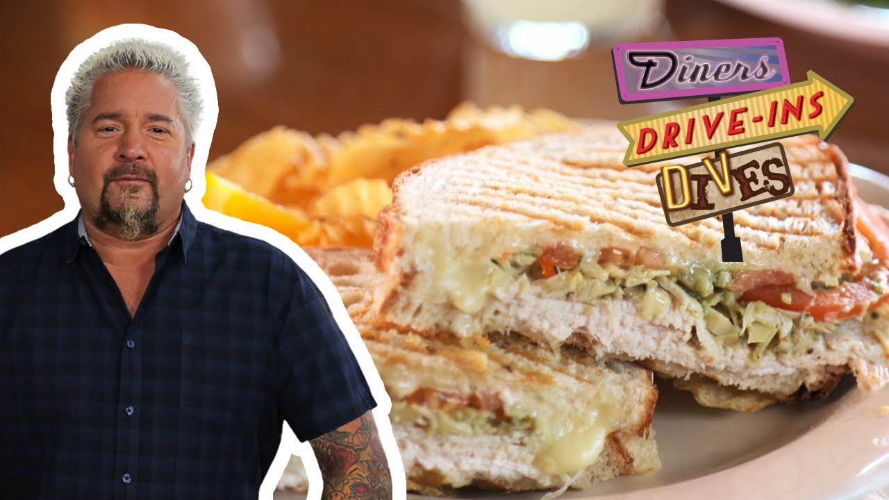 Guy Fieri Eats a Turkey Artichoke Panini | Diners, Drive-Ins and Dives | Food Network