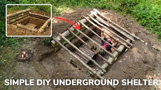 Solo Overnight Building an Underground Shelter in The Mud and Eggs with Cheese