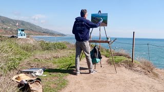 PLEIN AIR oil painting COASTAL TRAIL malibu california