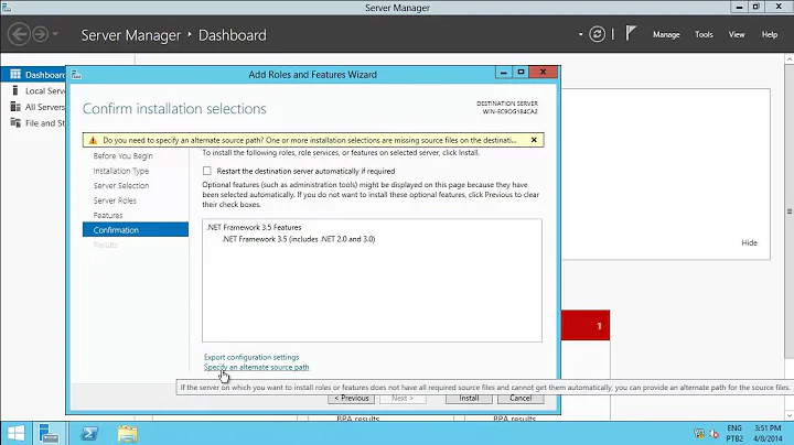 Instalando o .NET Framework 3.5 no Windows Server 2012 R2