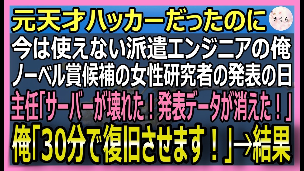 【感動する話】元天才ホワイトハッカーだが今は『使えない』と蔑まれる派遣エンジニアの俺。ノーベル賞候補の美人のデータがサーバーダウンで消滅！俺が30分で助けると【いい話・スカッと・スカッとする話・朗読】