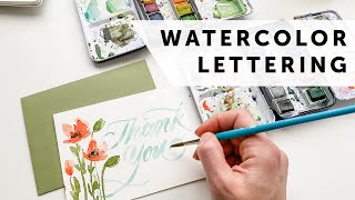 Watercolor Lettering Thank You Card with Poppies