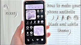how to make your phone aesthetic | black and white theme | lunar eclipse | samsung phone