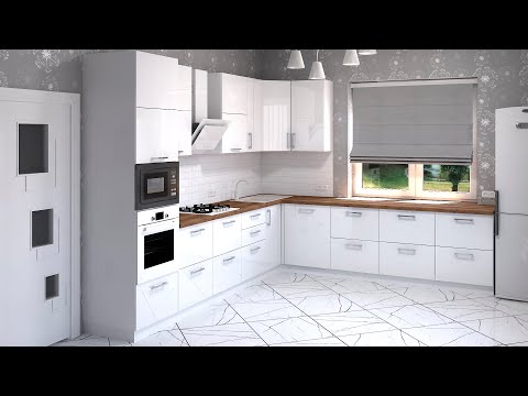 Визуализация кухни с ручками в 3ds Max + V-ray анимация HD 1920 X 1080