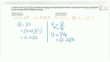 MDCAT 2018 MCQ: Calaculate charge and energy of a torch rated 2.2 v and 0.25 A