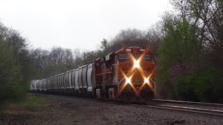 Gevo and Dash 9 Pull Empty Sand Train at Agency, Iowa