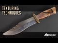 3 Different Quick Effective TEXTURING TECHNIQUES - Hunting Knife - Blender 2.8