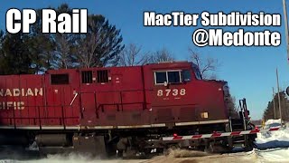 CP Rail MacTier Subdivision @ Medonte for 8738 N with dpus Ex-CREX CN 3923 and 9731. Jan.28, 2022