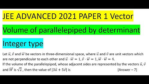 Let u ,v and w  be vectors in three-dimensional space, where u and v are unit vectors #jeeadvanced