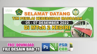 Tutorial Desain #banner #selamatdatang Tim Penilai Lomba Kebersihan || Free Template CDR & PSD